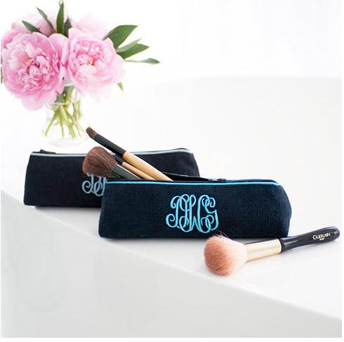 Walker Valentine Monogrammed Small Brush Case 8.5" x 2.5"  Luggage & Bags > Toiletry Bags