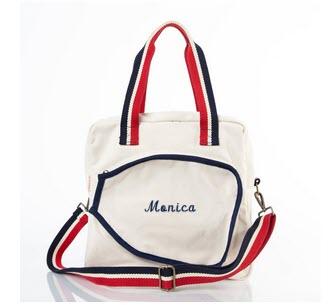  Personalized Pickleball Bag Natural with Red Handles   Sporting Goods > Pickleball