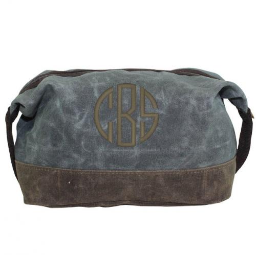 Personalized Waxed Dopp Kit in Slate- SHIPS late JULY  Luggage & Bags > Toiletry Bags